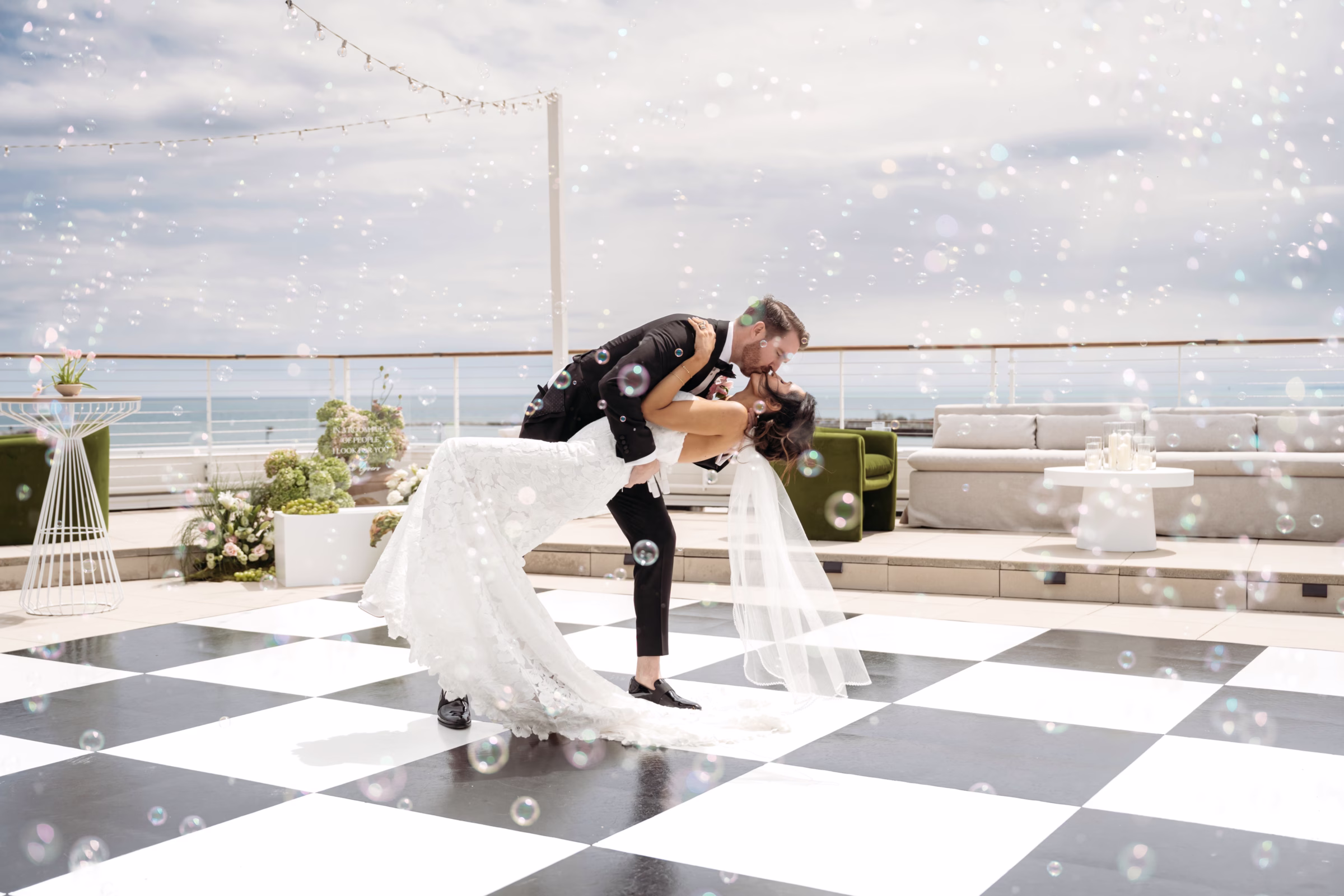 Modern Matcha Wedding Inspiration at SALT at Newport Shores in Port Washington, Wisconsin