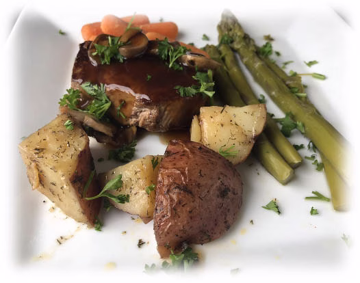 Steak and potato entree for a wedding catered by Prime Minister Catering