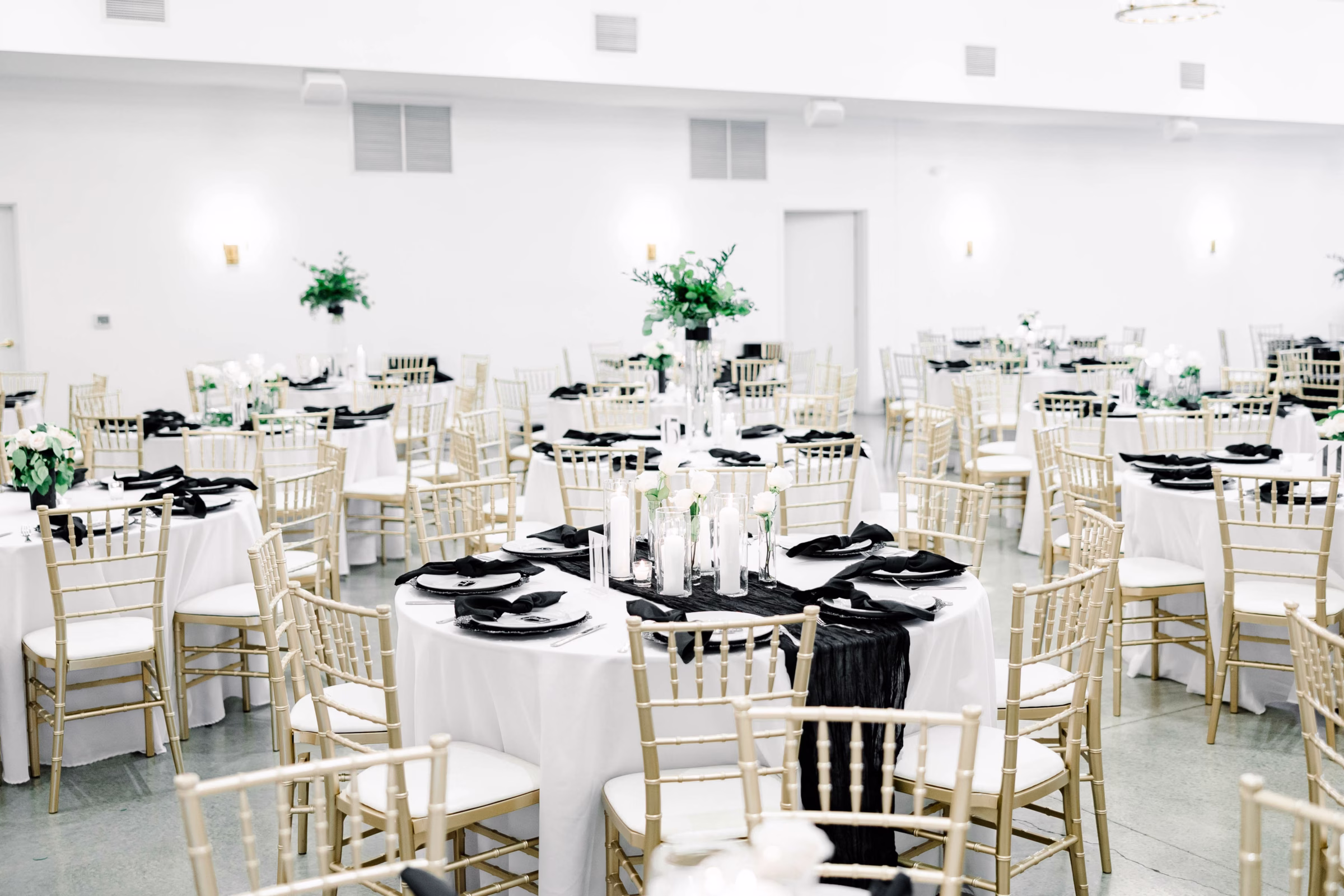 High end wedding reception dinner set up Catered by Prime Minister Catering