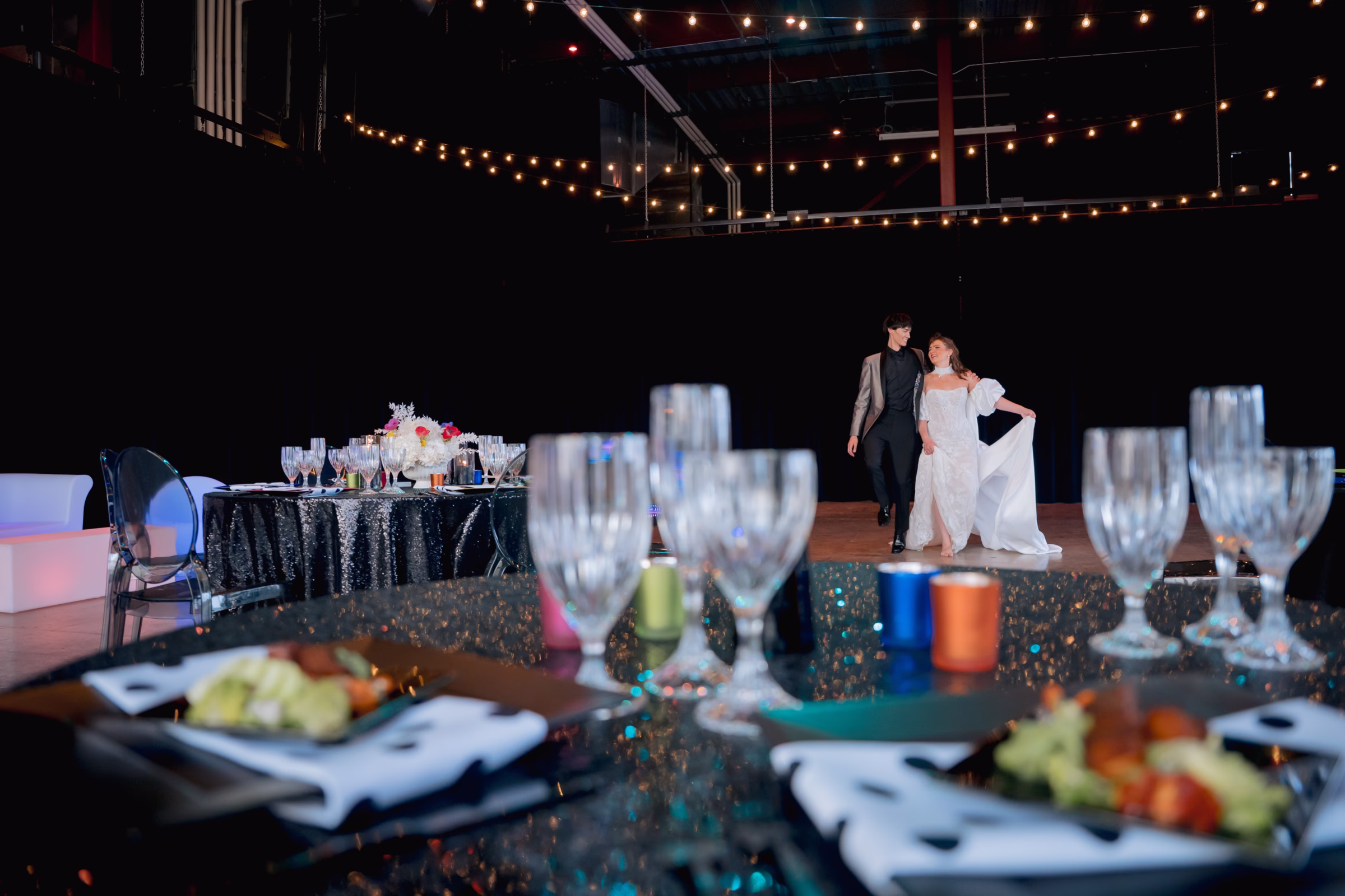 crystal glassware and eclectic tablescape details