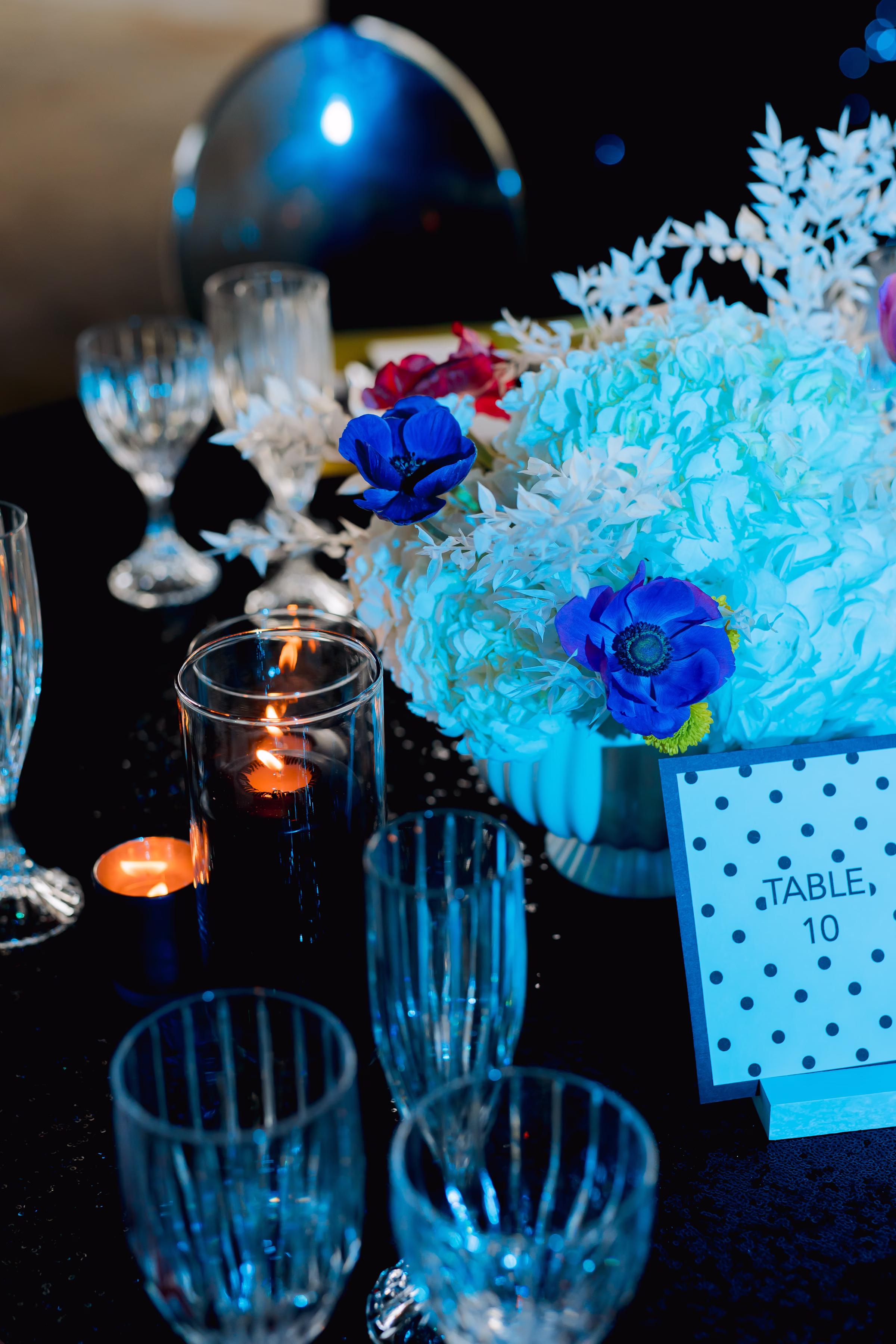 tablescape inspiration bathed in blue light