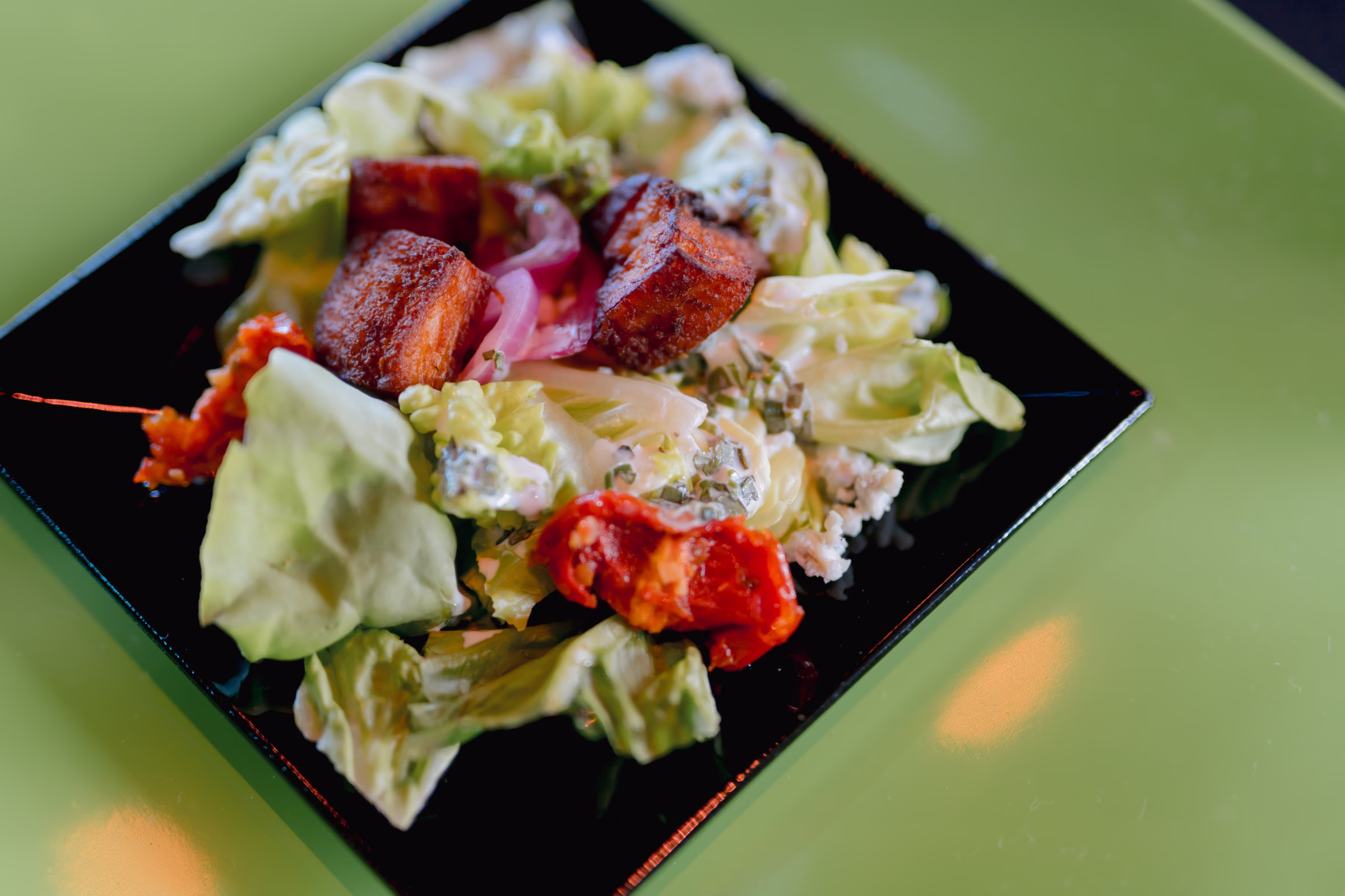 a close-up photo of chopped salad from Saz's Catering