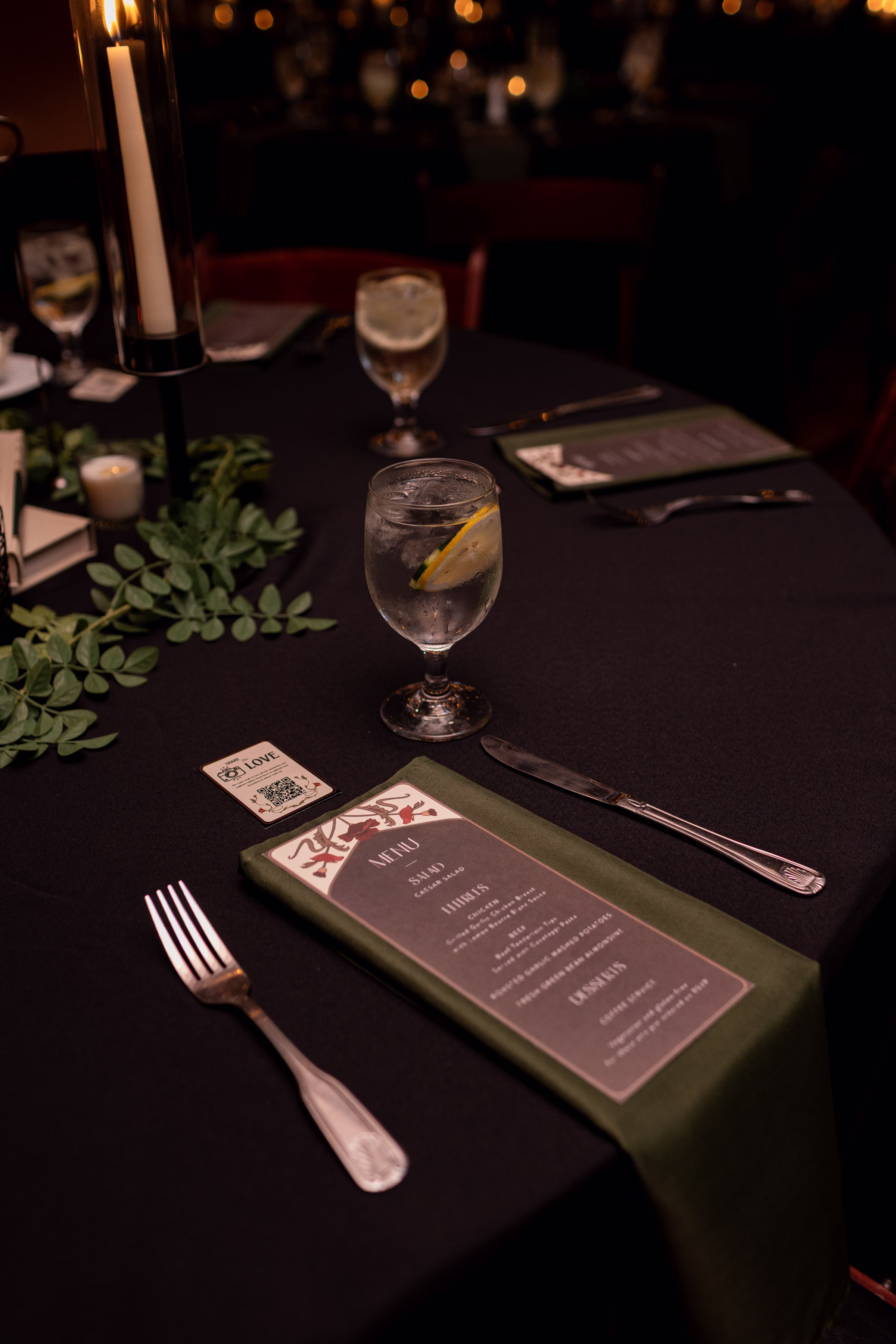 moody romantic fall wedding loft on broadway milwaukee reception details 660 1040 - A Moody, Romantic Fall Wedding at The Loft on Broadway | Sarah + Nathan custom wedding menus at a fall wedding in Milwaukee